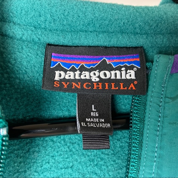Patagonia Synchilla Full Hoodie Jacket Large Green - Picture 5 of 5